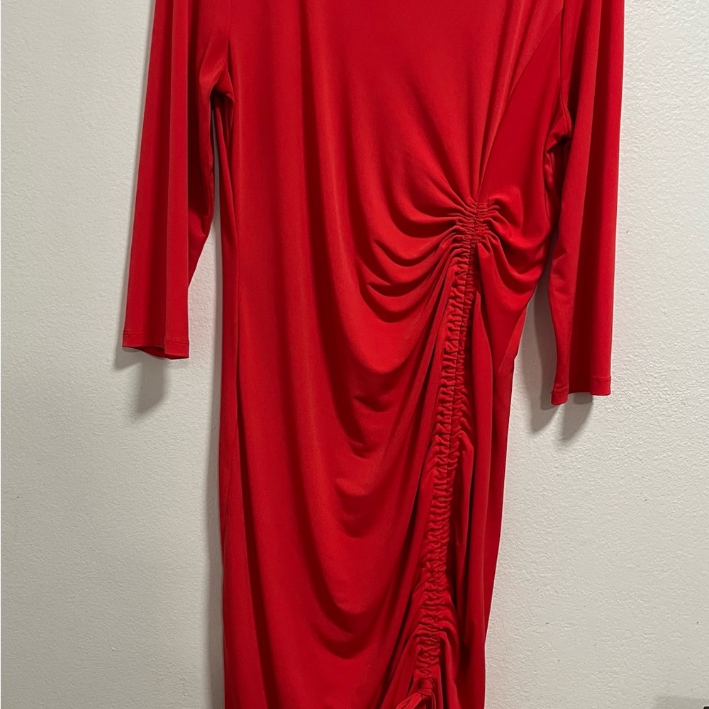New York & Company Vibrant Red Long Sleeve Dress